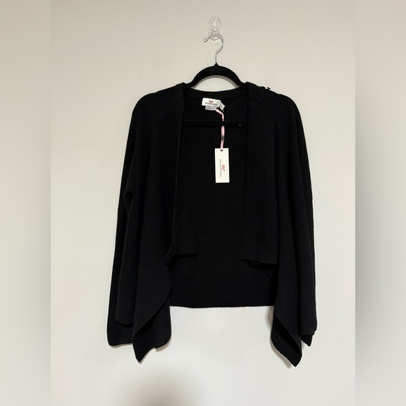 Vineyard Vines Black Wool Cashmere Ribbed Sweater Jacket Size Medium NWT - Picture 2 of 10